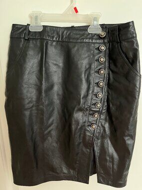 Genuine leather mini skirt
